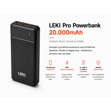 LEKI Powerbank 20000mAH med LED display